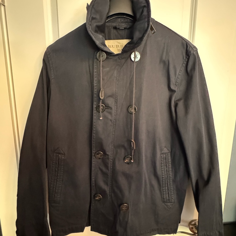 Burberry Navy Pea Coat for Men - Picture 2 of 7